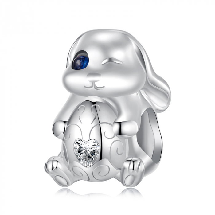 Pandantiv argint iepuras cu ou de Paste [1]