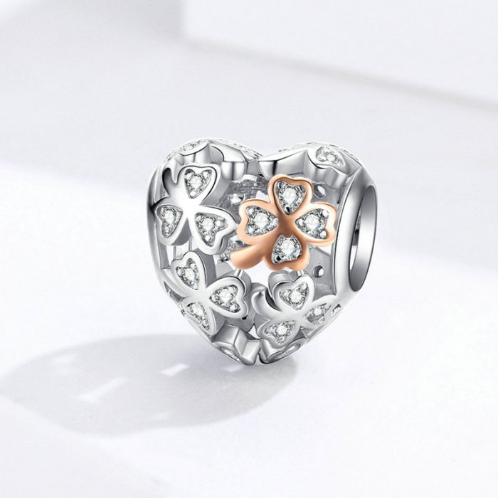 Pandantiv argint inima cu trifoi cu patru foi [3]