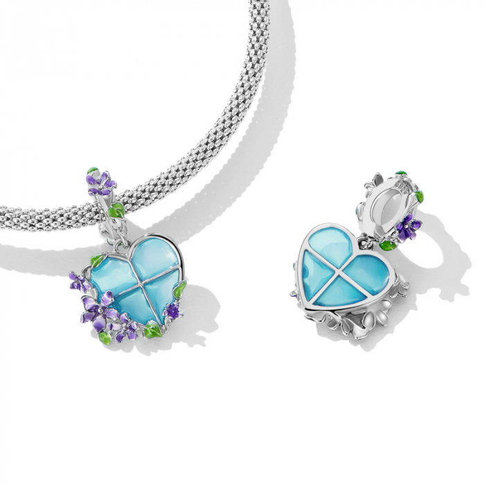 Pandantiv argint inima si flori [4]