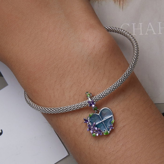 Pandantiv argint inima si flori [6]