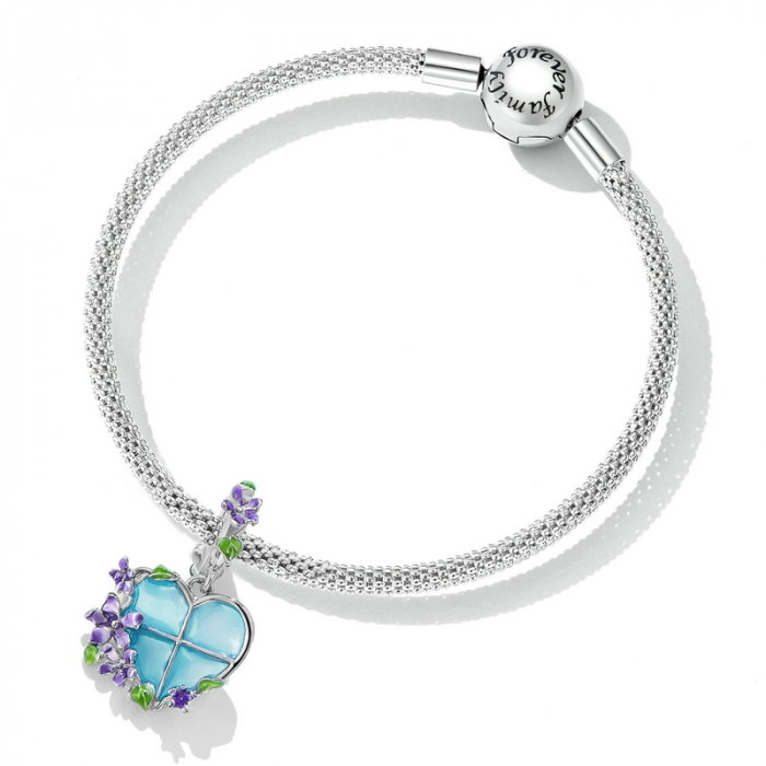 Pandantiv argint inima si flori [5]