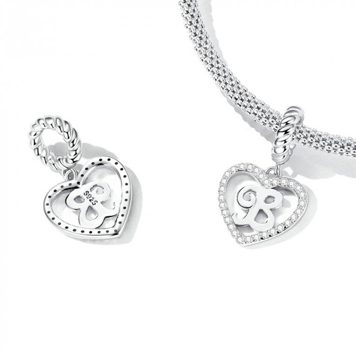 Pandantiv argint inima si litera B [3]