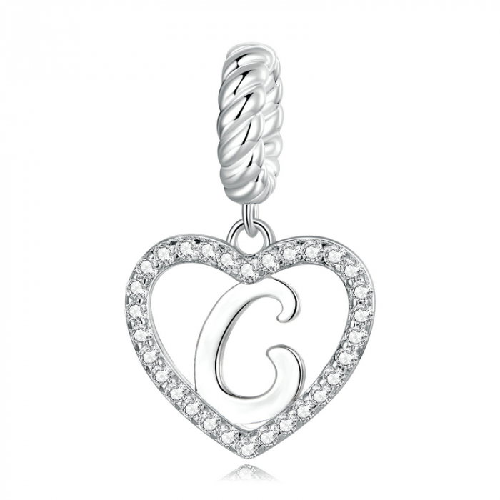 Pandantiv argint inima si litera C [1]