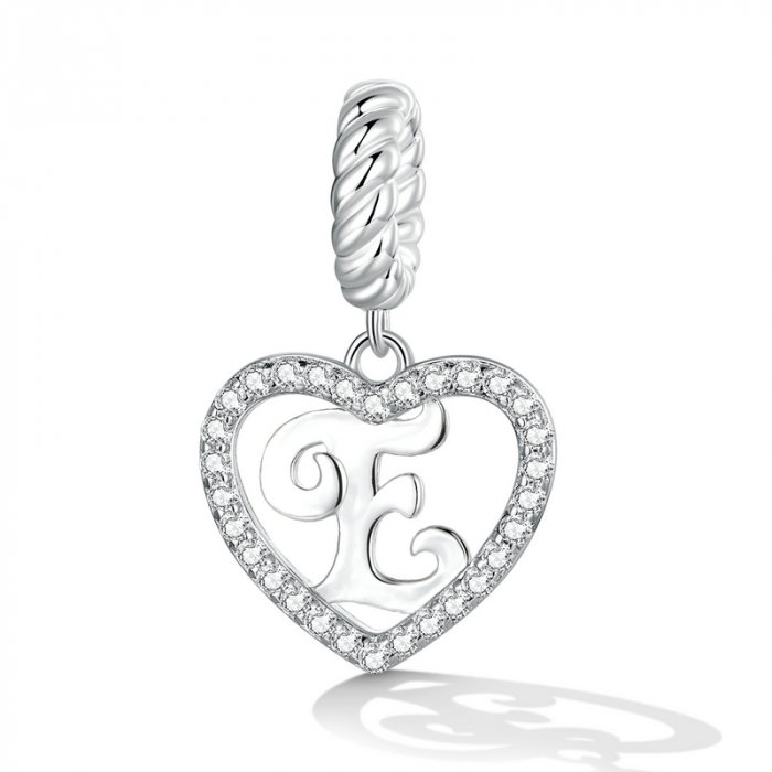 Pandantiv argint inima si litera E [2]