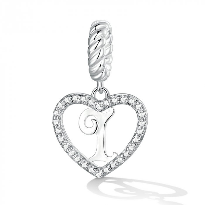 Pandantiv argint inima si litera I [2]