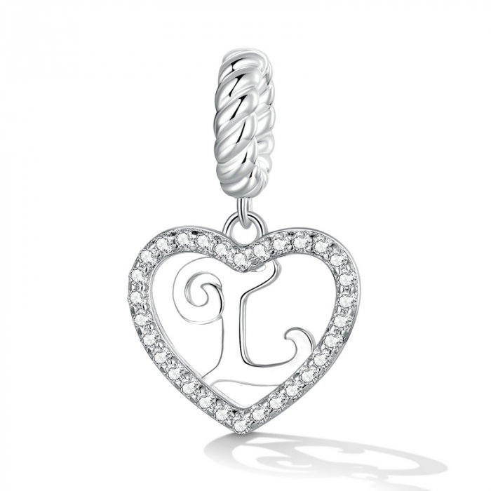 Pandantiv argint inima si litera L [2]