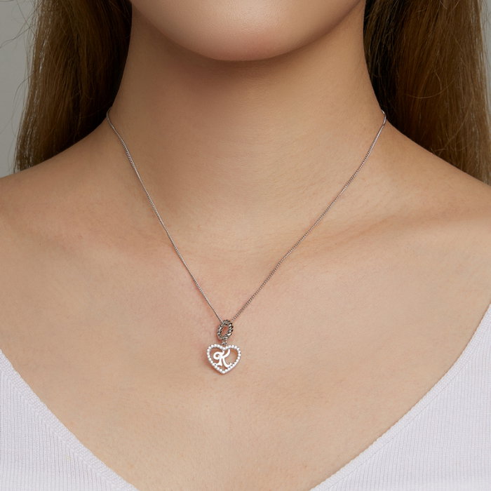 Pandantiv argint inima si litera M [4]