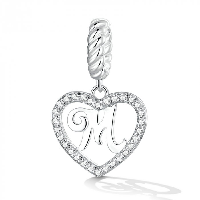 Pandantiv argint inima si litera M [2]