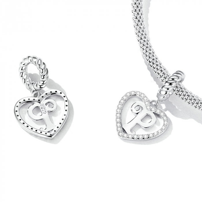 Pandantiv argint inima si litera P [3]