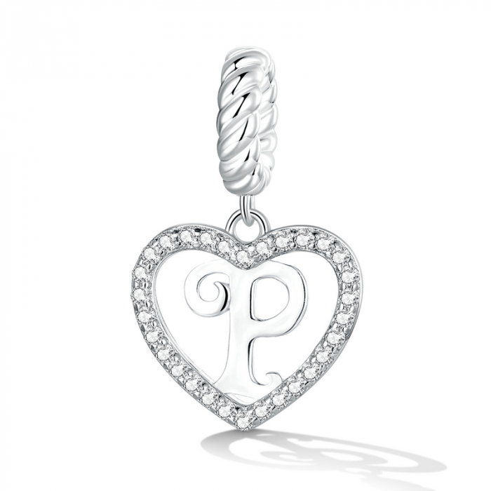 Pandantiv argint inima si litera P [2]