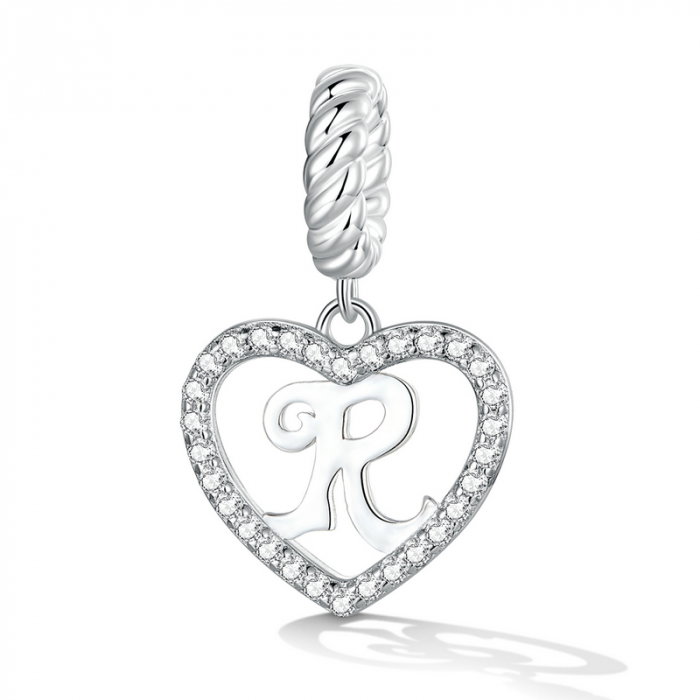 Pandantiv argint inima si litera R [2]