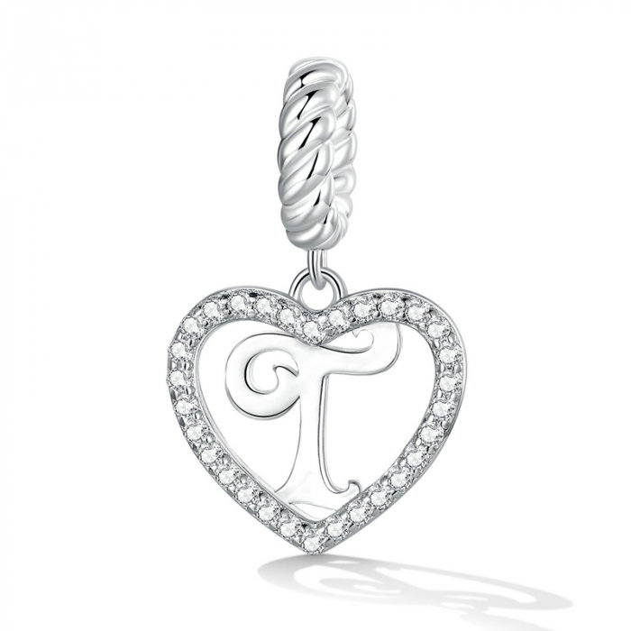 Pandantiv argint inima si litera T [2]