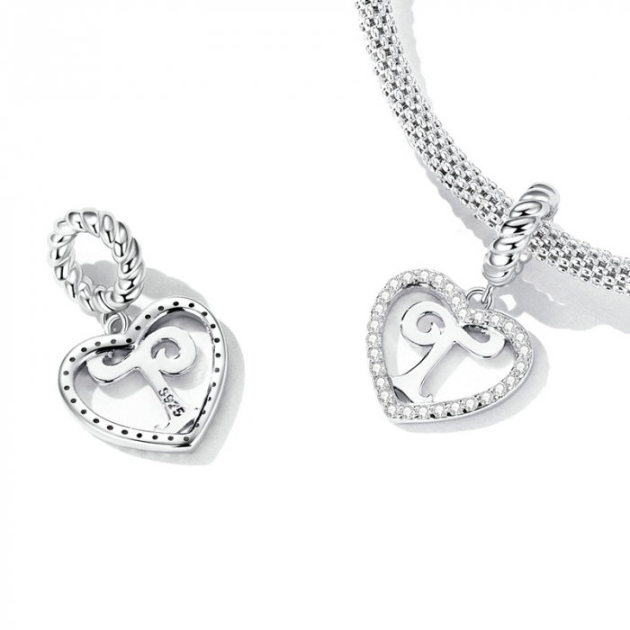 Pandantiv argint inima si litera T [3]