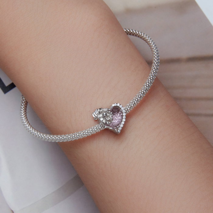 Pandantiv argint inimioara cu floare April [4]