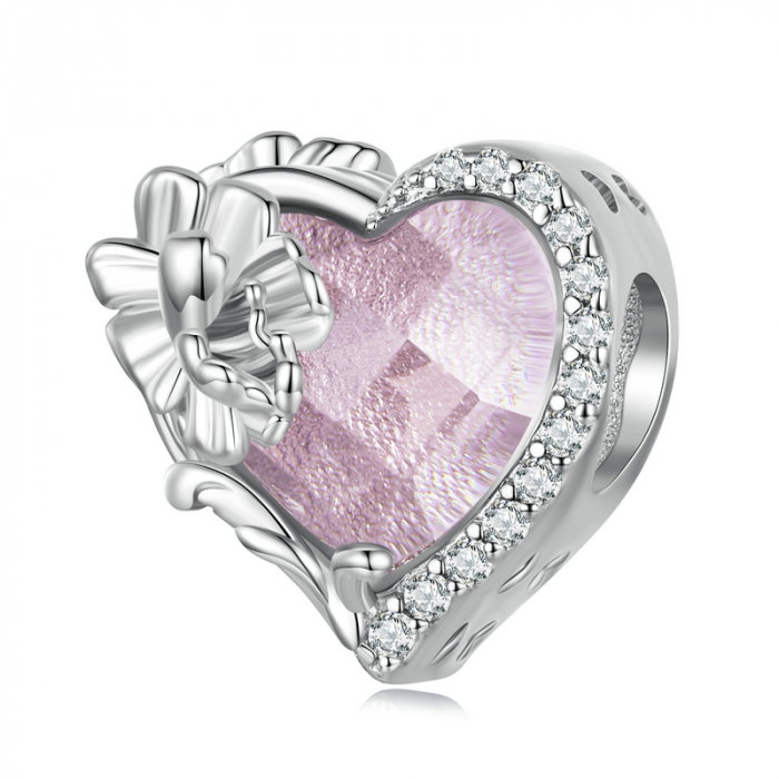 Pandantiv argint inimioara cu floare October hope [1]