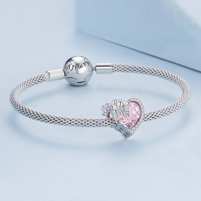 Pandantiv argint inimioara cu floare October hope [4]