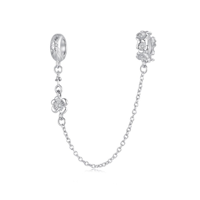 Pandantiv argint lant de siguranta floare cu Zirconia [1]