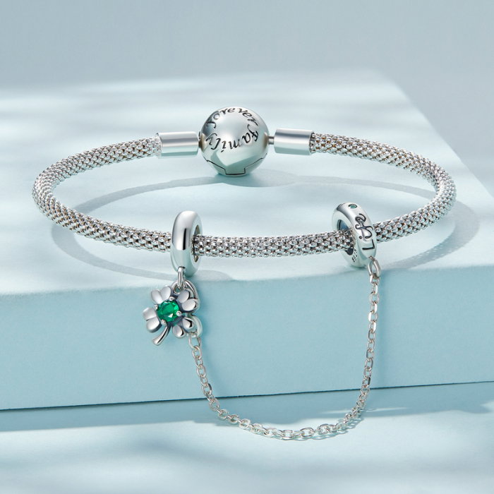 Lant de siguranta bratara cu trifoi norocos [3]