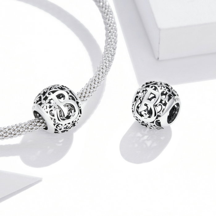 Pandantiv argint litera B floral [4]