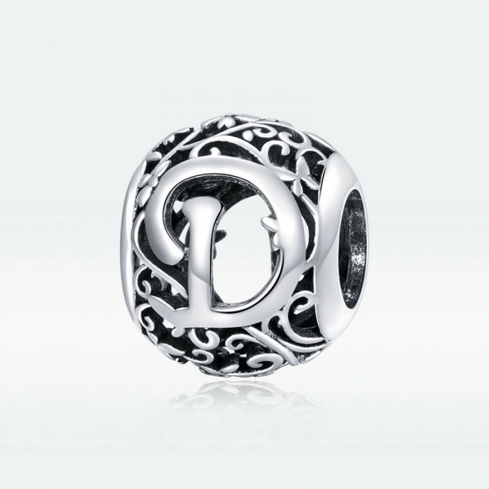 Pandantiv argint litera D floral [5]