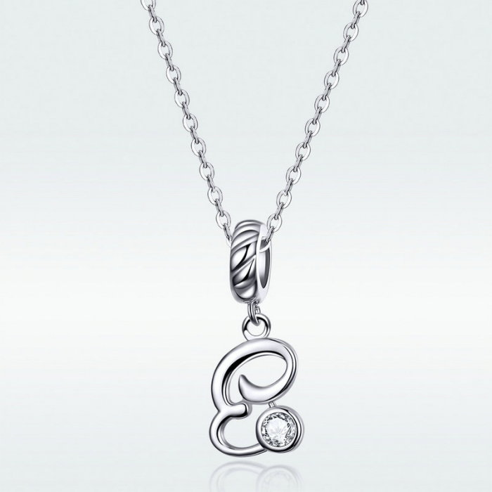 Pandantiv argint litera E cu zirconiu [4]