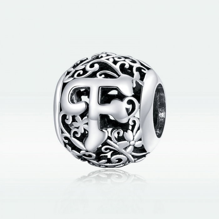 Pandantiv argint litera F floral [2]