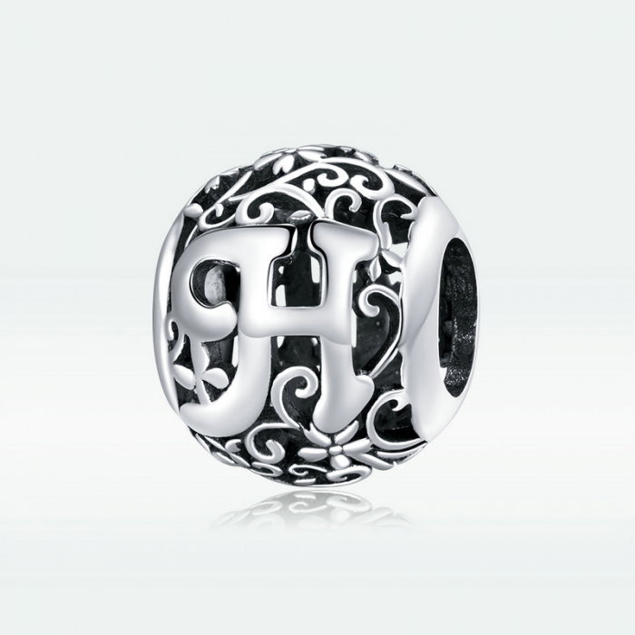 Pandantiv argint litera H floral [5]