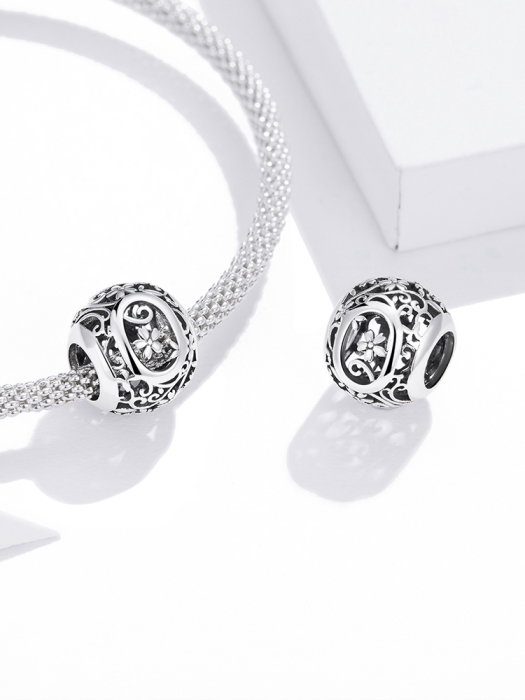 Pandantiv argint litera O floral [2]