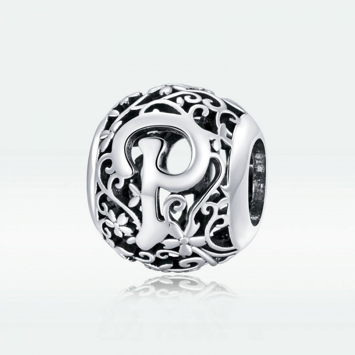 Pandantiv argint litera P floral [5]