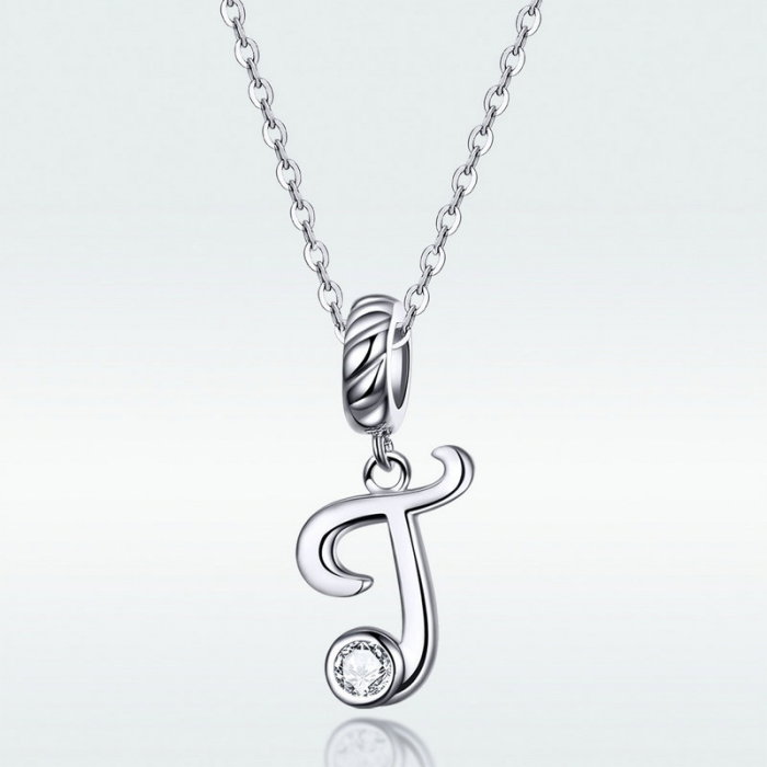 Pandantiv argint litera T cu zirconiu [4]