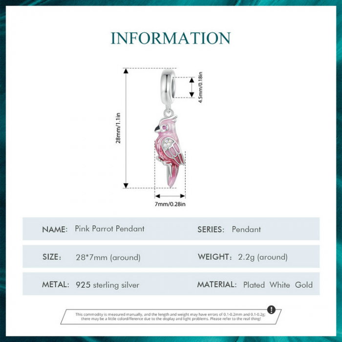 Pandantiv argint papagal roz [6]