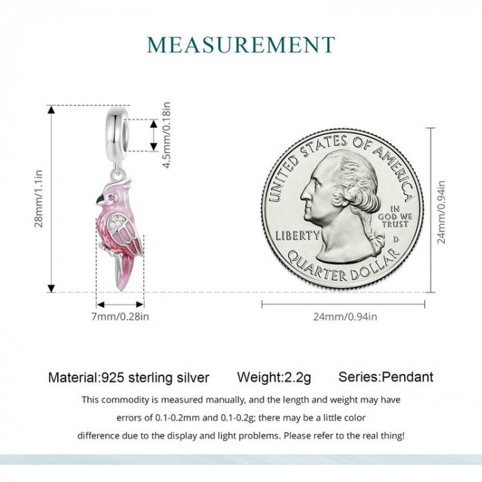 Pandantiv argint papagal roz [7]