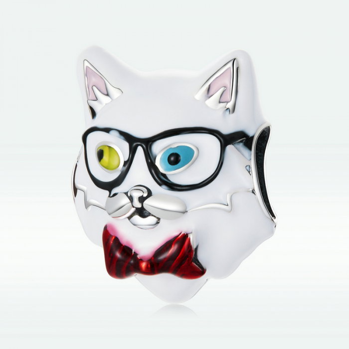 Pandantiv argint pisica alba cu papion [7]