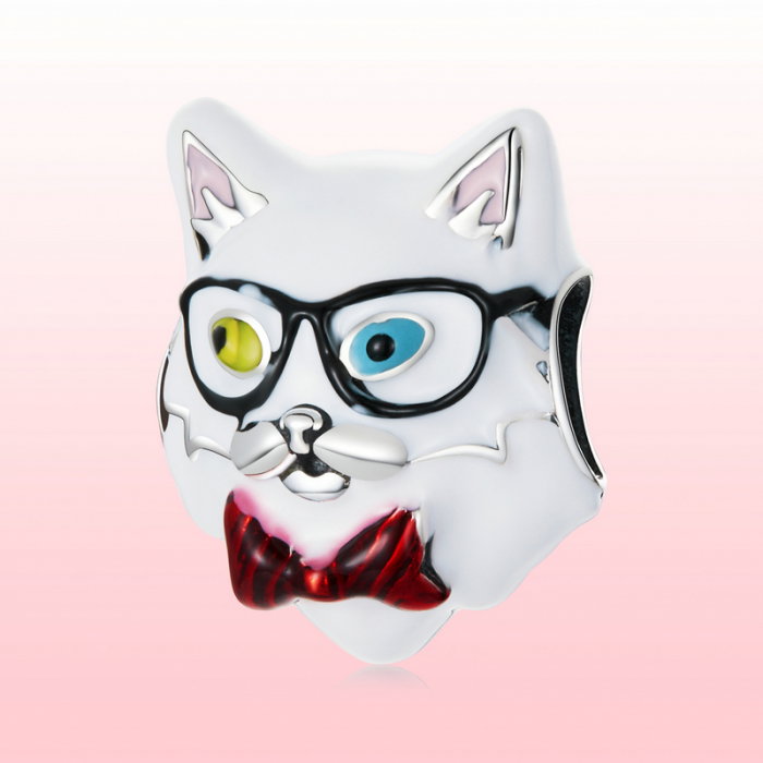 Pandantiv argint pisica alba cu papion [8]