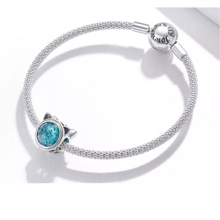 Talisman argint pisicuta cu zirconiu bleu [2]