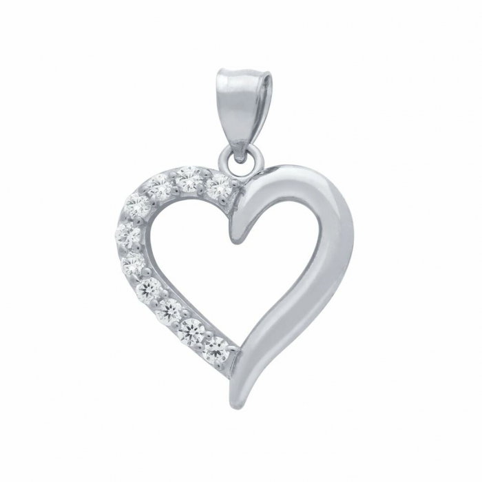 Pandantiv argint placat cu rodiu in forma de inimioara PSX0378 [2]