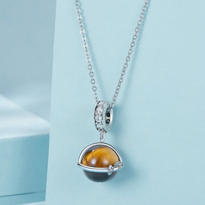 Pandantiv argint planeta cu ochi de tigru [10]