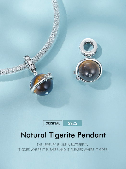 Pandantiv argint planeta cu ochi de tigru [16]