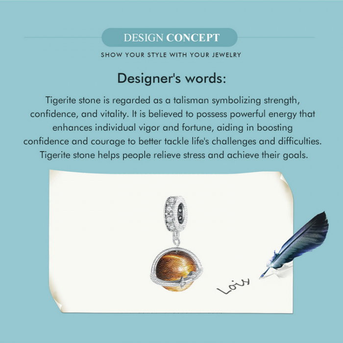 Pandantiv argint planeta cu ochi de tigru [14]