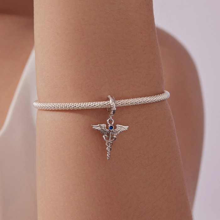 Pandantiv argint Sceptrul lui Hermes cu Zirconia [5]