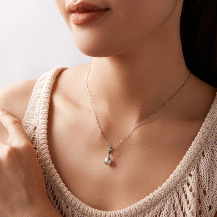 Pandantiv argint trandafir cu perla ecologica [3]