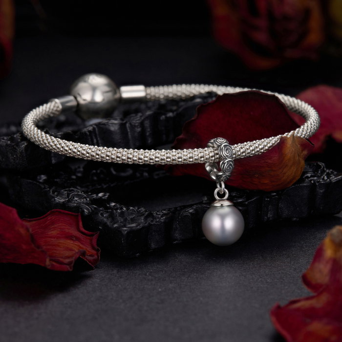 Pandantiv argint trandafir cu perla ecologica [6]