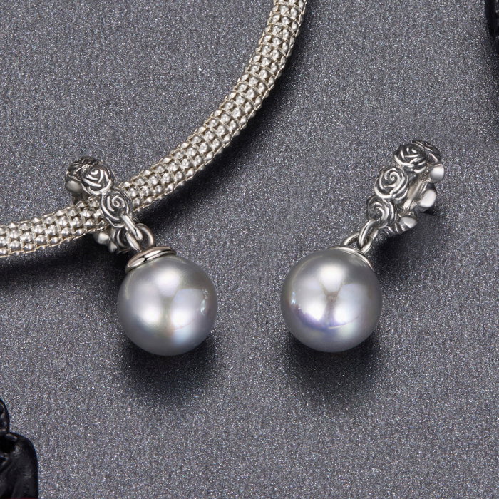 Pandantiv argint trandafir cu perla ecologica [2]