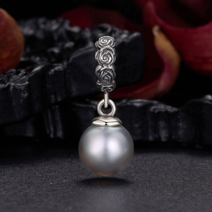 Pandantiv argint trandafir cu perla ecologica [8]