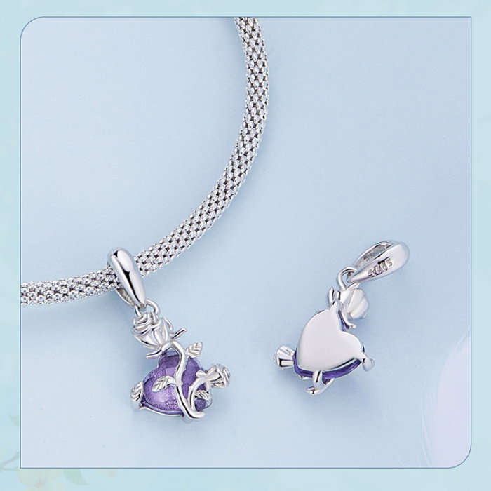 Pandantiv argint cu floare si inima [6]