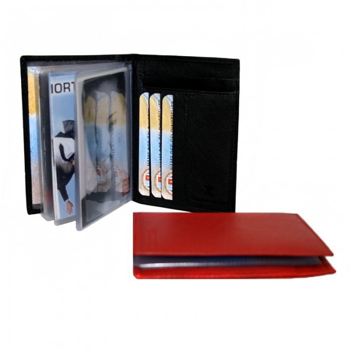 Portcard piele naturala Bellugio PCA01 Rosu [12]