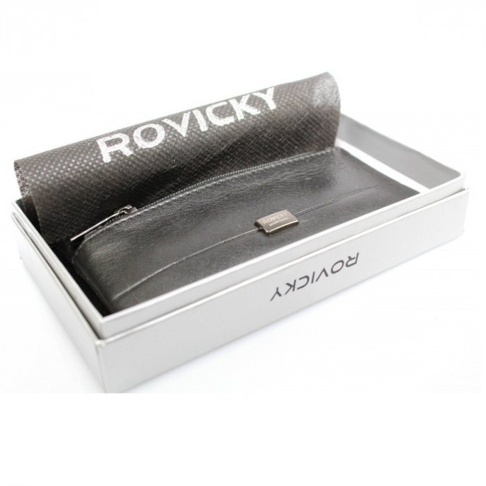 Portchei piele naturala cu 2 compartimente Rovicky, PCH301, Maron [5]