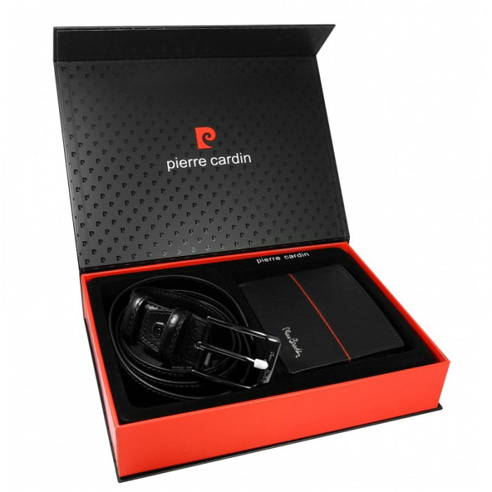 Portofel barbati + curea (set piele naturala) Pierre Cardin PORM88 Negru [1]