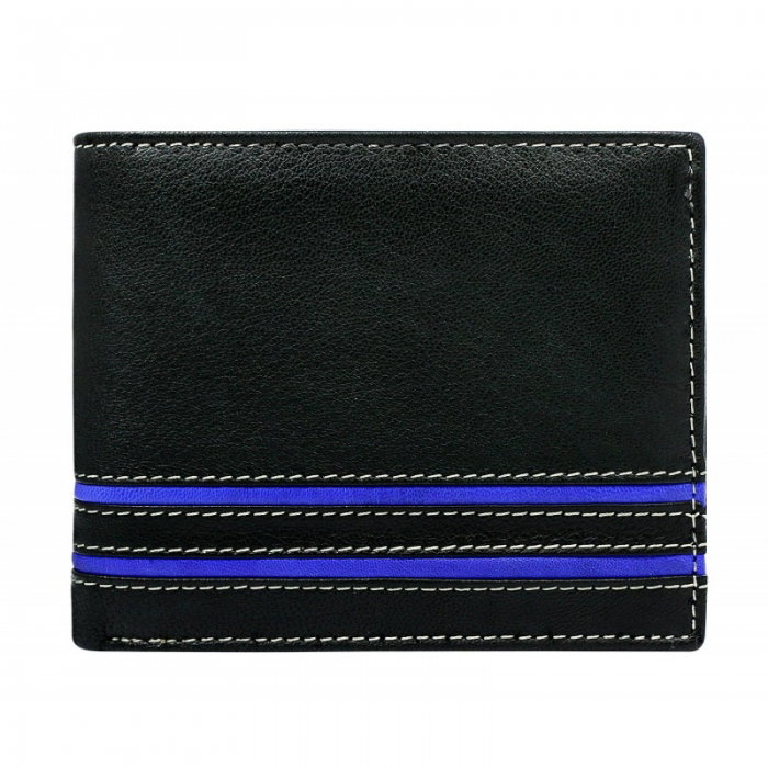 Portofel barbati din piele naturala BeSpecial PORM615 Negru cu Albastru [1]