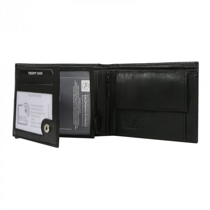 Portofel barbati din piele naturala PORMG031 Negru, cu protectie RFID [2]